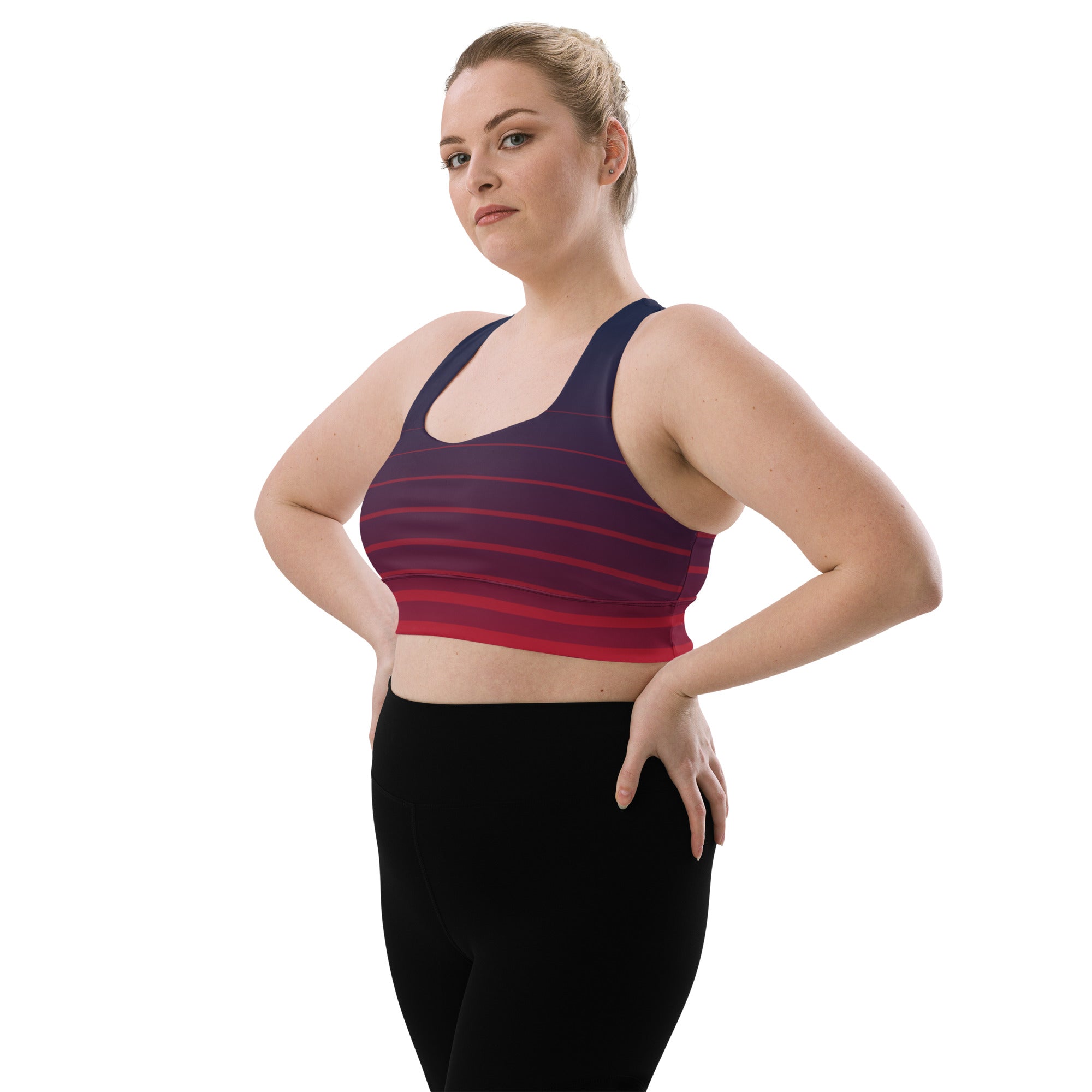 SHE REBEL - Stripes Longline Sports Bra